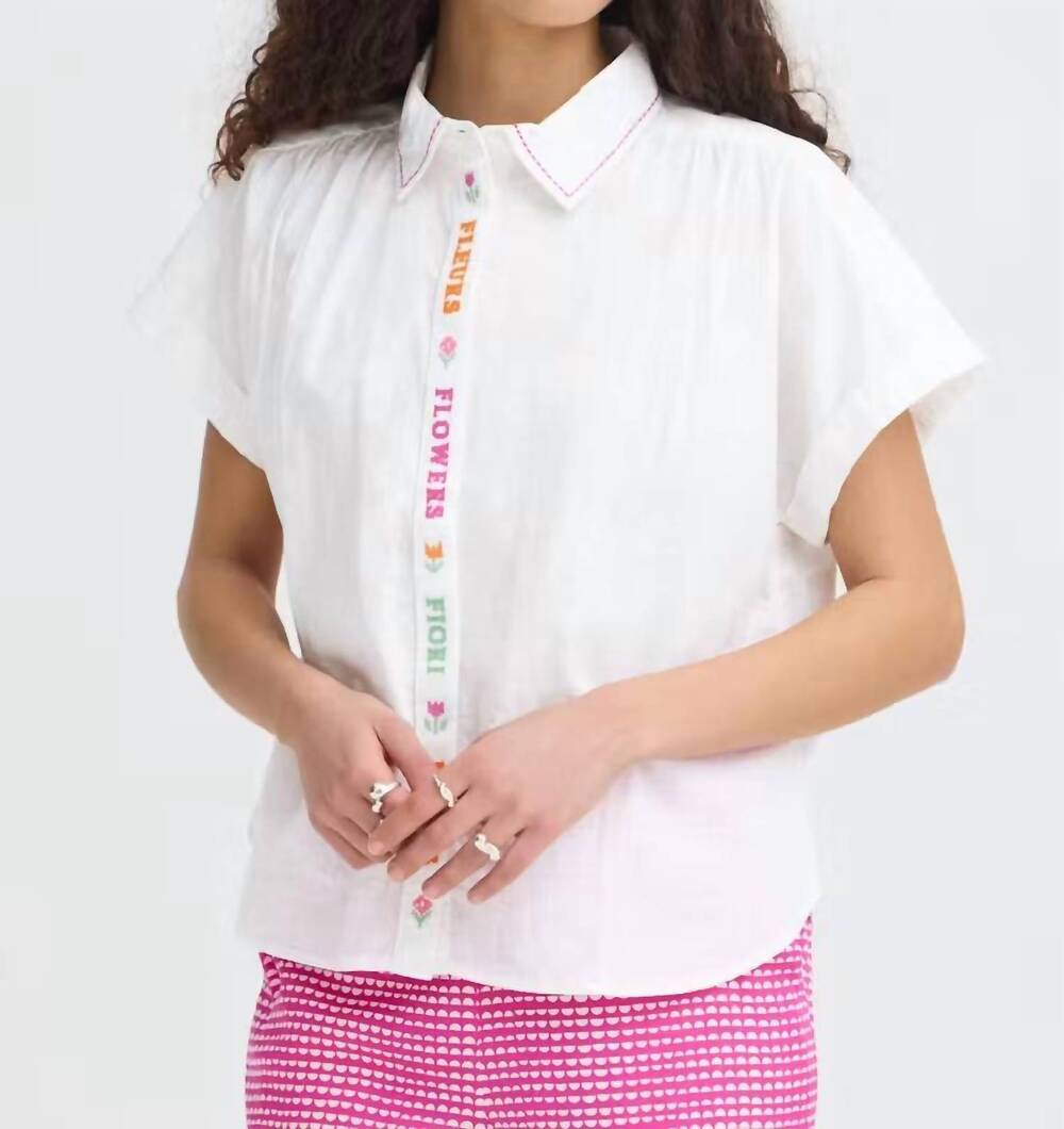 NEW ICHI olivia flower blouse in cloud dancer